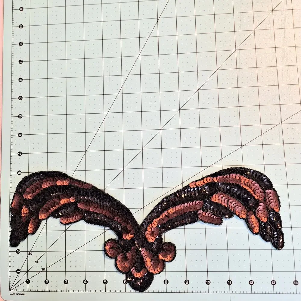Bronze and black sequin and bead neckline applique